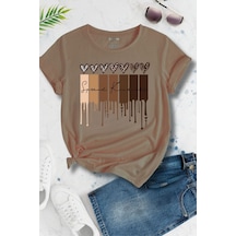 Leopar Desen Kalpler Süprem T-shirt - Kahverengi Baskılı Oversize Bisiklet Yaka Kısa Kol Tişört Kahverengi