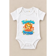 Babylimon Teyzesinin Minik Prensi Beyaz Kısa Kollu Çıtçıtlı Bebek Zıbını Beyaz - 930083882 Beyaz