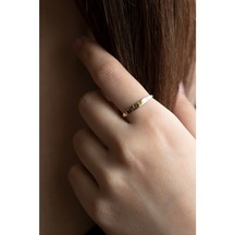 14 Ayar Altın Taşsız Plaka Model Tasarım Eklem Yüzüğü