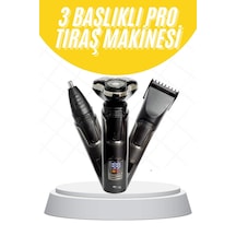 Tıraş - 268 - Makinesi Profesyonel 3in1 Dijital Göstergeli 3 Başlıklı - Glblseme - Erkek Bakım Şarjlı