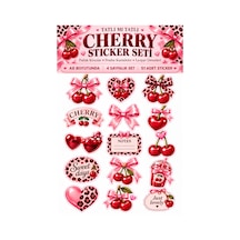 Kiraz Temalı Sticker Seti A5 Boyut 4lü Set Topam 51 Adet Sticker Çok Renkli