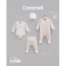 Caramell Fashion Girl Tulumlu 4'lü Set Pembe renkli