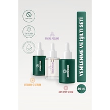 Aydınlatıcı Bakım Seti - C Vitamini, Kırmızı Peeling Ve Leke Serumu 3'lü Rutin