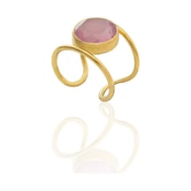 Kadir Jewellery 22 Ayar Altın Kaplama Kadın Zirkon Taşlı Yüzük Pembe