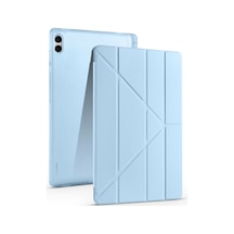 Galaxy Uyumlu Tab S11 Ultra Kılıf Mkst Tri Folding Kalem Bölmeli Standlı Kılıf - Mavi Tablet Kılıfı