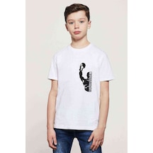 Tshirthane Muhammed Ali Yumruk Baskılı Unisex Çocuk Beyaz T-Shirt