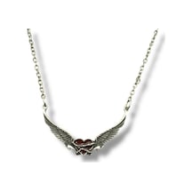 Angel Wings Kırmızı Kalp Figürlü Unisex Kolye Tutku Ve Koruma Sembolü Çok renkli