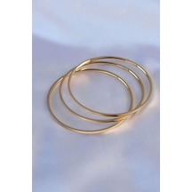 316l Çelik Gold Renk 3'lü Ajda Model Kadın 60 Mm Bilezik Çok Renkli