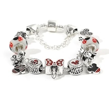Mickey Minnie Mouse Red Temalı Charmlı Bileklik