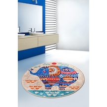 Etnıc Djt Çap 140 Cm Banyo Halısı, Paspas Çok Renkli