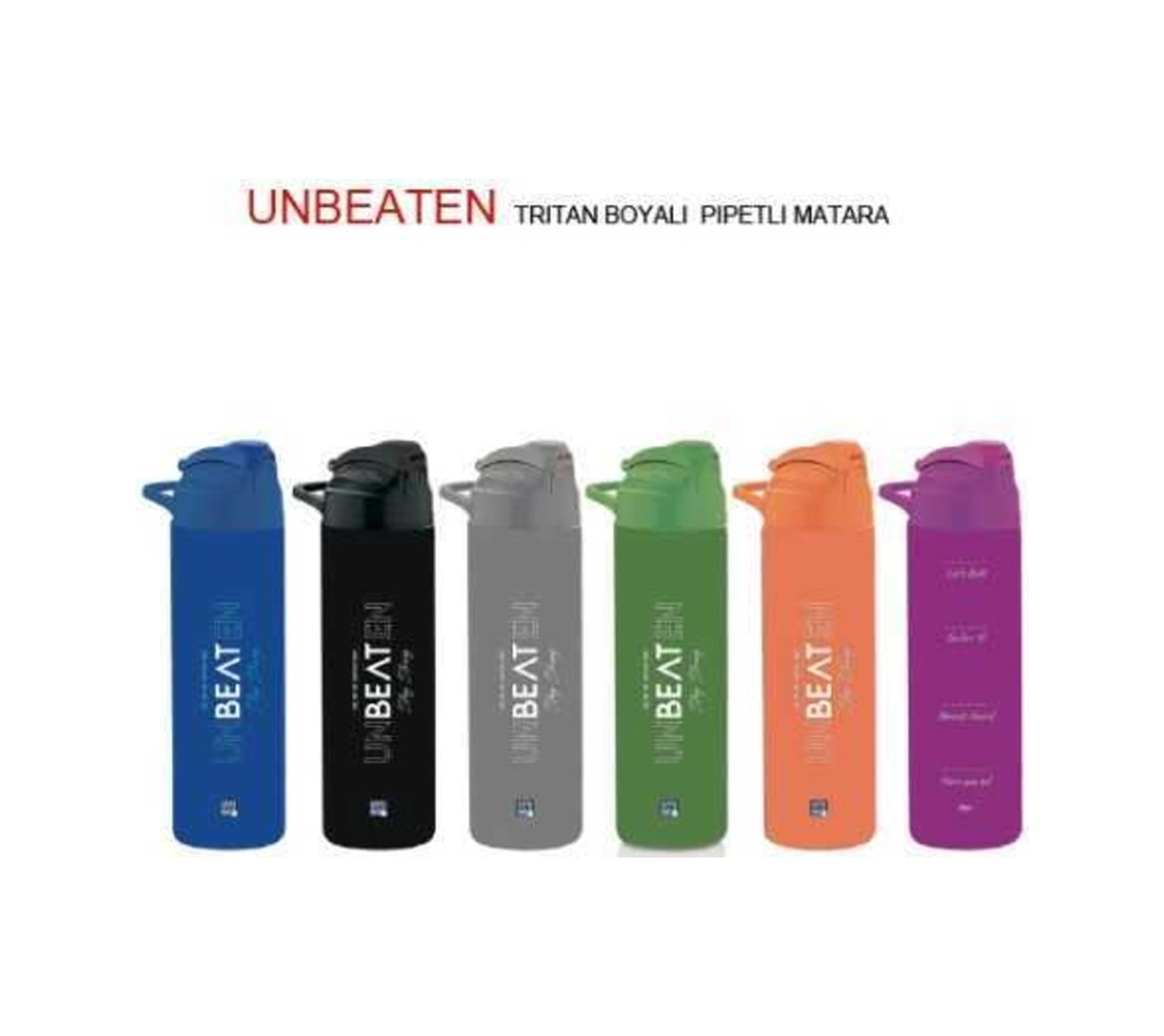 Unbeaten Tritan Boyalıdesenli Pipetli Matara 630cc Adet Fiyatı, Karışık Renk Karışık