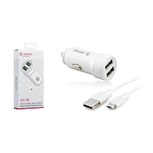 Genax Gnx015 Mıcro Usb 2usb Araç Şarj Adaptörü Set 3.2a 15w Beyaz
