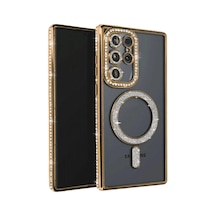 Samsung Uyumlu Galaxy S23 Ultra Joke Simli Magneticsafe Kılıf Altın