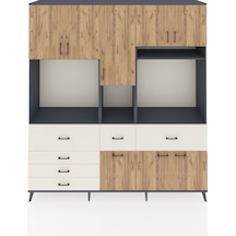 Hyperion Dolap 10 Raflı 6 Çekmeceli 8 Kapaklı 220x44x243 Antrasit-çam/aytaşı Atlas Çam/aytası - Antrasıt