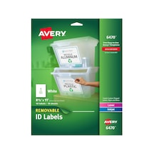 Avery Beyaz Çıkarılabilir Çok Amaçlı Etiketler, 20 X 25 Cm, Beyaz, 10'lu Paket 06470 Diğer