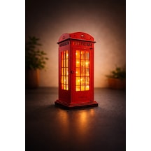 Ahşap Dekoratif Işıklı Londra Telefon Kulübesi - Mumluk, Dekoratif, Süs Londra Telefon Kulübesi