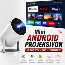 Mini Android 11 Projeksiyon Cihazı Hd 1280x720, Wifi 2.4g/5g, Hdmı Usb Destekli Taşınabilir Ev Sinema Projeksiyon