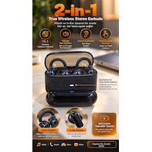 4 Kulaklıklı Kablosuz Bluetooth Kulaklık Klipsli Ve Kulak İçi Kullanım 2 Si 1 Arada Hi Fi Yüksek Ses Kalitesi Dokunmatik Kontrol Şarj Kutusu Siyah - Lisinya