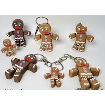 Hareketli Zencefilli Kurabiye Adam Figürü - Eklemli Gingerbread Man Anahtarlık Ve Kişiye Özel Renkli Çanta Aksesuarı