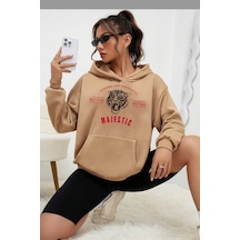 Uyguntarz Unisex Majestic Baskılı Sweatshirt Bej