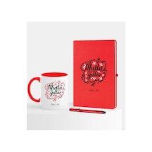 Kişiye Özel Yılbaşı Mutlu Yıllar Temalı Kırmızı Defter Kalem Kupa (396113574)