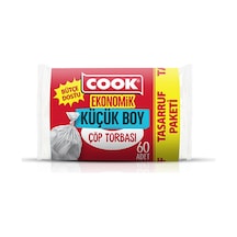 3 Adet Cook Ekonomik Küçük Çöp Torbası Şeffaf 40 Cm X 47 Cm 60 Yaprak