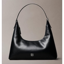 Calvin Klein Emblem Leather Shoulder Bag-9989 Black