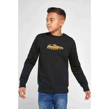 Tshirthane Cıvıc Typer Baskılı Unisex Çocuk Siyah Sweatshirt Siyah