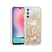 Microsonic Samsung Galaxy Uyumlu A25 Kılıf Glitter Liquid Holder Gold -