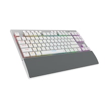 Rampage Beru Beyaz 2.4g + Bt Wireless Red Swıtch Mekanik Gaming Oyuncu Klavye Slim Low Profile Rgb Tkl