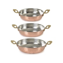 3lü Set Bakır Sahan Seti 14-16-18cm Üçlü Omlet Yumurta Tavası Çekiç Dövme Sahanları Diğer