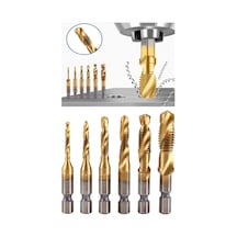 Depolife Klavuz Seti 1/4 Bıts Kendinden Matkap Uçlu M3 M4 M5 M6 M8 M10 Titanyum Ahşap Metal Matkap Uçlu