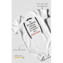 Erkekliğe İlk Adım Baskılı Bebek Zıbını Çıtçıtlı Body %100 Pamuk Kısa Kol Beyaz