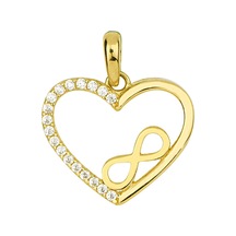 Goldkupe 14 Ayar Altın Kalp Ve Sonsuzluk Kolye Ucu 0,92 Gr-3397