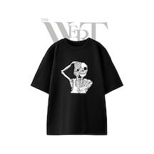 Thewert Skeleton Camera Tasarım Baskılı Ünisex Siyah Oversize T-shirt