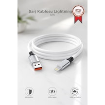 Şarj Kablosu Lightning Silikon 3.0a U15 Akıllı Telefon Beyaz Kablo Cihaz Aksesuarı