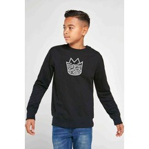 Tshirthane Smalls Hiphop Rap Baskılı Unisex Çocuk Siyah Sweatshirt Siyah