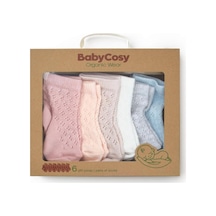 Babycosy Organic Wear Bebek 6'lı Ajur Detaylı Çorap %100 Organik Pamuk, Bebek - Yenidoğan - Csyc1006 Karışık