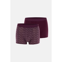 Dagi Erkek Mürdüm 2'li Desenli Pamuk Boxer- 5210m