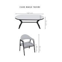 Mutfak Masası Takımı 6 Kişilik Masa Takımı Casse Serisi Mutfak Salon Masası Takımı Gri