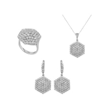Gümüş Zirkon Taşlı Altıgen Kadın Set (551167729)
