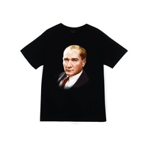 Stoned&Fame Unisex Siyah Mustafa Kemal Atatürk Baskılı T-shirt SIYAH