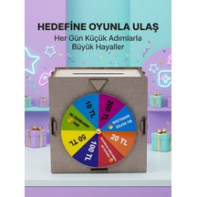 Şans Çarklı Hediyelik Tasarruf Kutusu Eğlenceli Para Biriktirme Oyun Dekoratif Ahşap Kumbara - Lisinya
