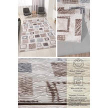 Raschel Carpet Mavi-kahve Emboss Çökme Kare Desenli Kalın Yumuşak Kaymaz Özel Taban Halı Yolluk