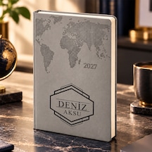 Bk Gift Kişiye Özel İsimli 378 Termo Deri 2027 Ajanda-4, Günlük Ajanda 16x24 Cm Gri Akdnz-bitmeyencom38485 23409 Bk Gift