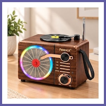 Bezos Işıklı Retro Bluetooth Fm Radyo Hoparlör - Usb & Type-c Şarjlı Nıda