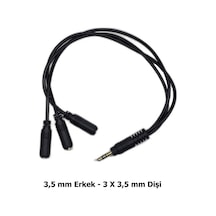 3.5 Mm Aux Çoklayıcı Kablo 1 Erkek 3 Dişi 20 Cm - Kulaklık Ve Ses Paylaştırıcı Splitter