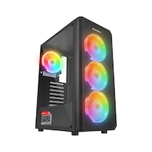 Rampage HELIOS Mesh 550 W 80+ Siyah Temperli Cam 4 x 12 CM Rainbow ATX Mid-T Oyuncu Kasası