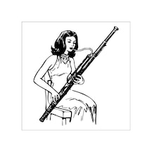 Fagot Çalan Kadın Folyo Sticker 60cm Uzunluk Siyah