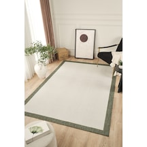 Sisalux 3090 Krem Yeşil Sisal Dokuma Jüt Kilim Hav Toz Vermez Halı Salon Mutfak Oturma Odası Halısı Krem - Yeşil